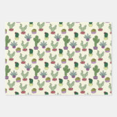 キュートなサボテン多肉植物サボテン模様 ラッピングペーパーシート (正面3)