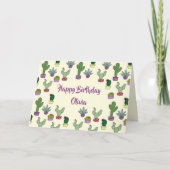 キュートなサボテン多肉植物ハッピーバースデー カード (正面)