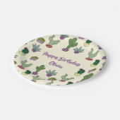 キュートなサボテン多肉植物ハッピーバースデー ペーパープレート (アングル)