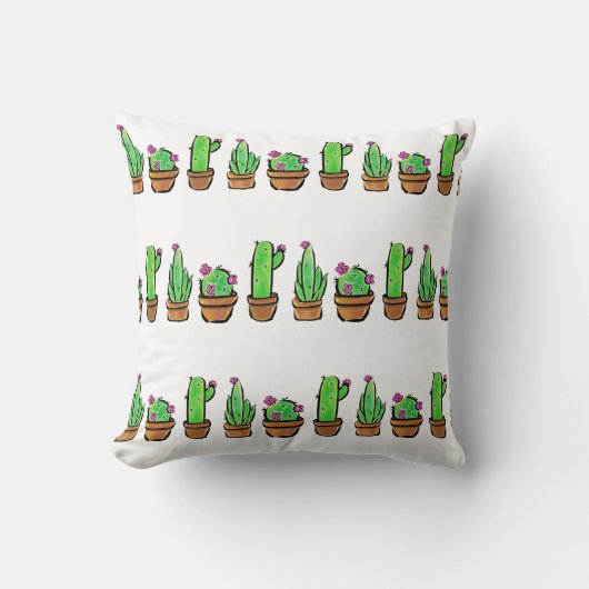キュートなサボテン多肉花ボタニカル クッション (正面)