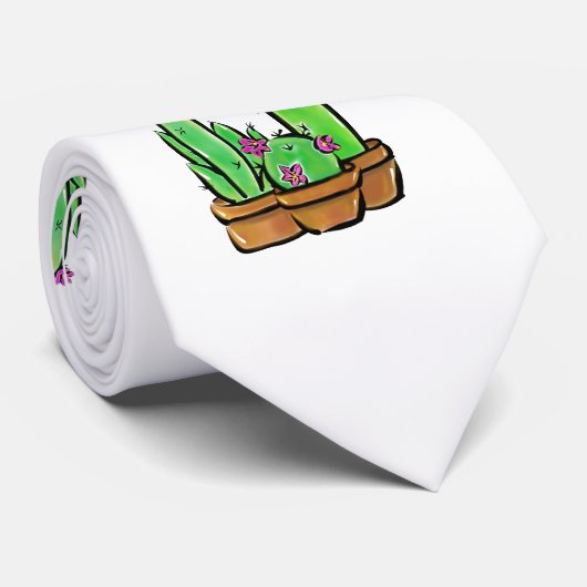 キュートなサボテン多肉類 ネクタイ (ロール)