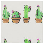 キュートなサボテン多肉類 ファブリック (クローズアップ)