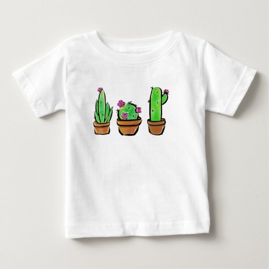 キュートなサボテン多肉類 ベビーTシャツ (正面)