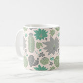 キュートなサボテン桃の灰色の多肉植物と名前 コーヒーマグカップ (正面左)