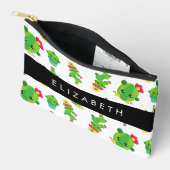 キュートなサボテン、サボテンの柄、多肉植物、あなたの名前 アクセサリーポーチ (見開き)