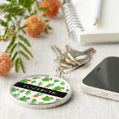 キュートなサボテン、サボテンの柄、多肉植物、あなたの名前 キーホルダー (側面)