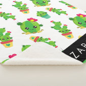 キュートなサボテン、サボテンの柄、多肉植物、あなたの名前 シェルパブランケット (3/4)