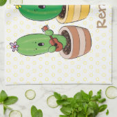 キュートなサボトリオ歌の漫画イラストレーション キッチンタオル (折り畳み)