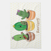 キュートなサボトリオ歌の漫画イラストレーション キッチンタオル (縦)