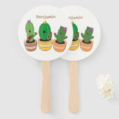 キュートなサボトリオ歌の漫画イラストレーション ハンドファン (正面&裏面)