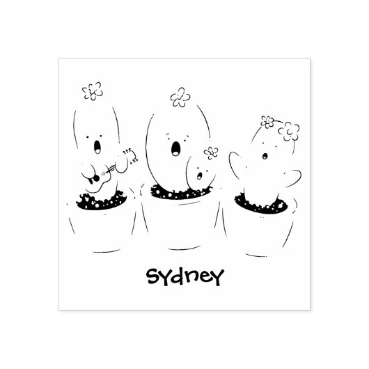 キュートなサボトリオ歌の漫画イラストレーション ラバースタンプ (インプリント)