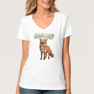 キュートなサマー・バイブス・レッドフォックス・ボヘミアン・バンダナ グラフィック Tシャツ