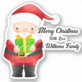 キュートなサンタとギフトビニールカットシール シール (正面)
