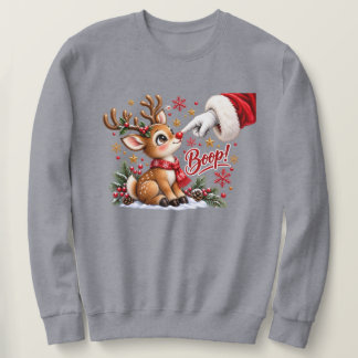 キュートなサンタとトナカイの鼻ブップクリスマス スウェットシャツ