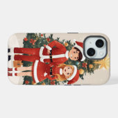 キュートなサンタのクリスマススマホケース 楽しいウィンター iPhone 15ケース (裏面横)