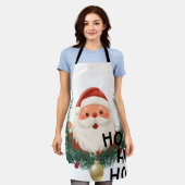 キュートなサンタの「Ho Ho Ho」クリスマスエプロン エプロン (着用した状態)