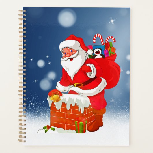 キュートなサンタクロースと抱き枕クリスマススノースター プランナー手帳 (正面)