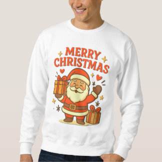 キュートなサンタクロースのクリスマスアート - メリークリスマス スウェットシャツ