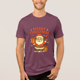 キュートなサンタクロースのクリスマスアート - メリークリスマス トライブレンドＴシャツ