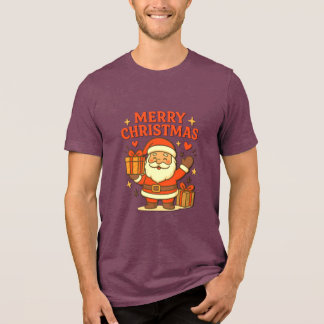 キュートなサンタクロースのクリスマスアート - メリークリスマス トライブレンドTシャツ