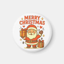 キュートなサンタクロースのクリスマスアート - メリークリスマス マグネット