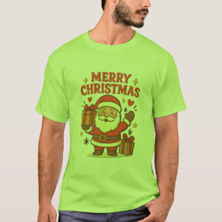 キュートなサンタクロースのクリスマスアート - メリークリスマス Tシャツ