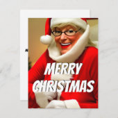 キュートなサンタクロースの奥さんのクリスマスメッセージ シーズンカード (正面/裏面)