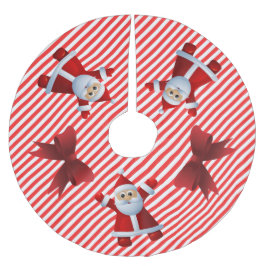 キュートなサンタクロース 赤いリボン メリークリスマス ブラッシュドポリエステルツリースカート