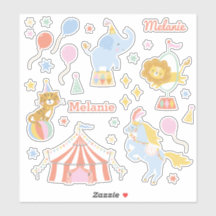 キュートなサーカスのテント、動物とバルーン