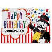 キュートなサーカスのリングマスター漫画ポーラーベア ラージペーパーバッグ (正面)