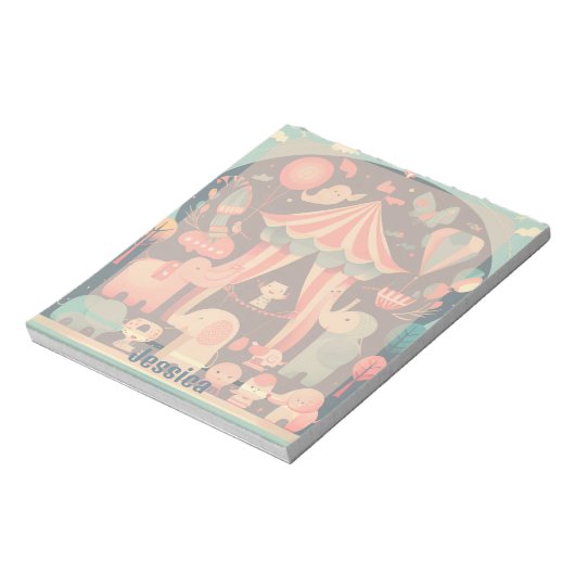 キュートなサーカスパーソナライズされた動物 ノートパッド (回転)