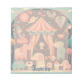 キュートなサーカスパーソナライズされた動物 ノートパッド (正面)