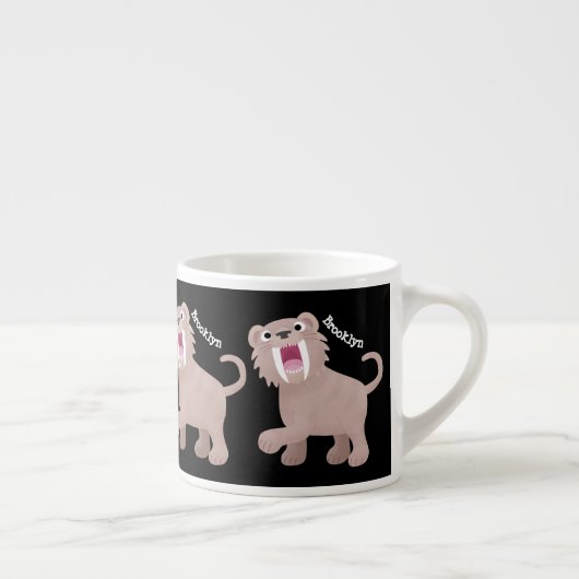 キュートなサーベル歯付きタイガー・スミロドン漫画 エスプレッソカップ (右)