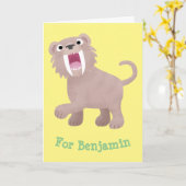 キュートなサーベル歯付きタイガー・スミロドン漫画 カード (黄色い花)