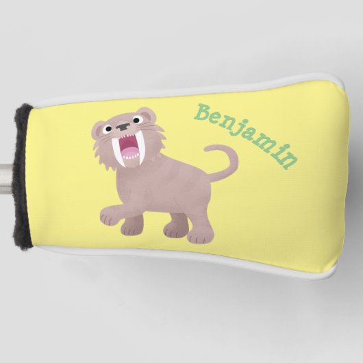 キュートなサーベル歯付きタイガー・スミロドン漫画 ゴルフヘッドカバー (正面)