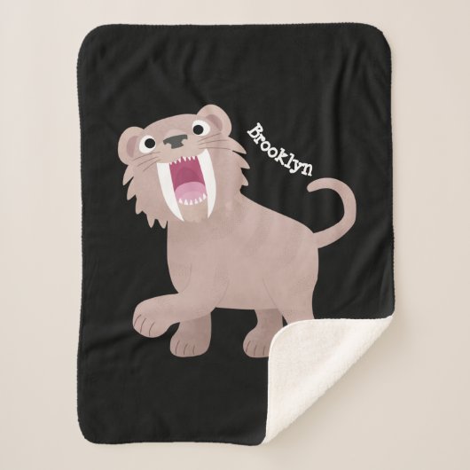 キュートなサーベル歯付きタイガー・スミロドン漫画 シェルパブランケット (正面)