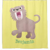 キュートなサーベル歯付きタイガー・スミロドン漫画 シャワーカーテン (正面)