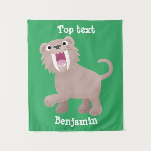 キュートなサーベル歯付きタイガー・スミロドン漫画 タペストリー (正面)