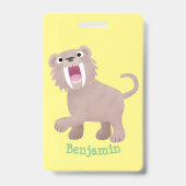 キュートなサーベル歯付きタイガー・スミロドン漫画 バッジ (裏面)