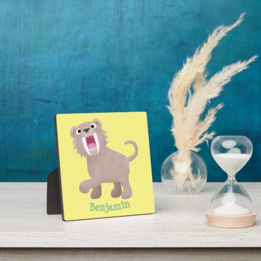 キュートなサーベル歯付きタイガー・スミロドン漫画 フォトプラーク (インサイチュ)