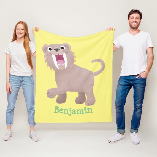 キュートなサーベル歯付きタイガー・スミロドン漫画 フリースブランケット (インサイチュ)