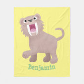 キュートなサーベル歯付きタイガー・スミロドン漫画 フリースブランケット (正面)