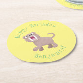 キュートなサーベル歯付きタイガー・スミロドン漫画 ラウンドペーパーコースター (アングル)