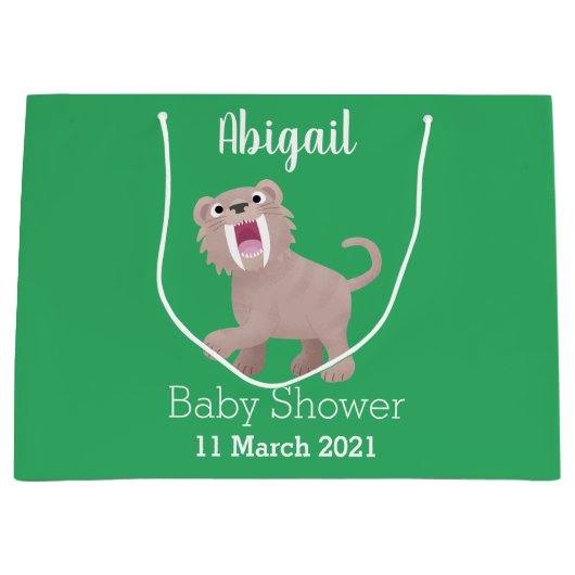 キュートなサーベル歯付きタイガー・スミロドン漫画 ラージペーパーバッグ (正面)