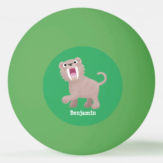 キュートなサーベル歯付きタイガー・スミロドン漫画 卓球ボール (正面)