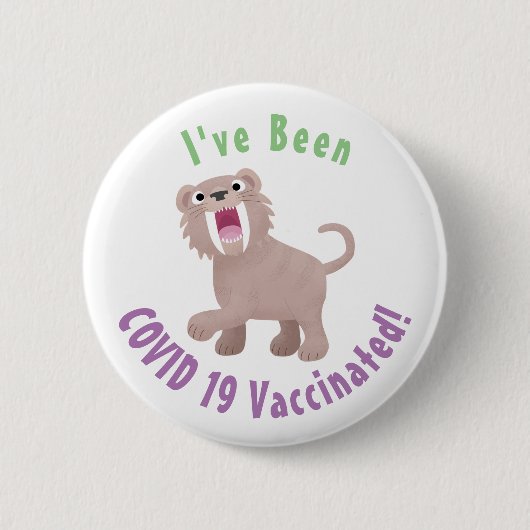 キュートなサーベル歯付きタイガー・スミロドン漫画 缶バッジ (正面)