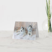 キュートなシベリアのハスキクリスマスカード シーズンカード (正面)