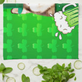 キュートなシベリアのハスキードッグハットセントパトリックの日 キッチンタオル (折り畳み)