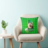 キュートなシベリアのハスキードッグハットセントパトリックの日 クッション (椅子)