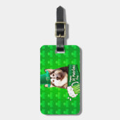 キュートなシベリアのハスキードッグハットセントパトリックの日 ラゲッジタグ (正面縦)